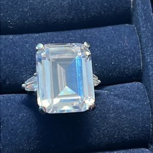 Kenneth Jay Lane Silver Plated Dazzling Beauty CZ Solitaire